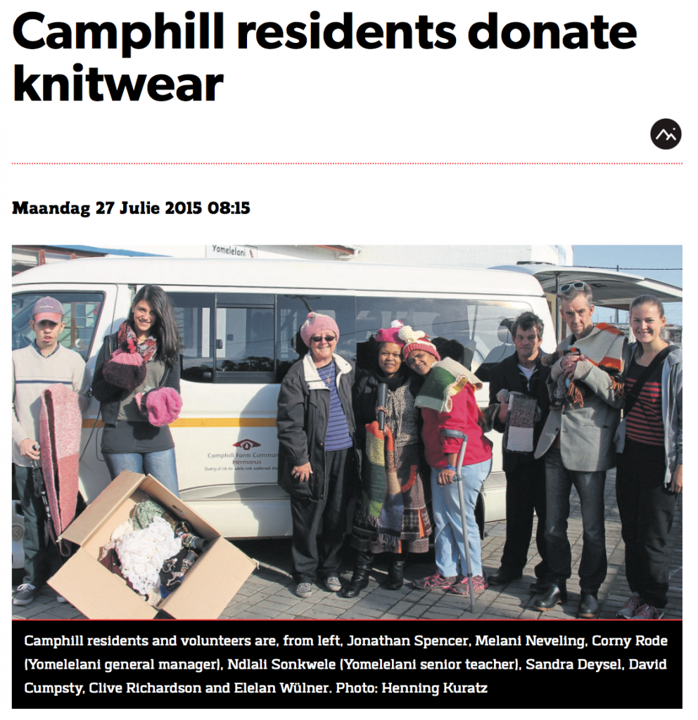 Camphill residents donate knitwear