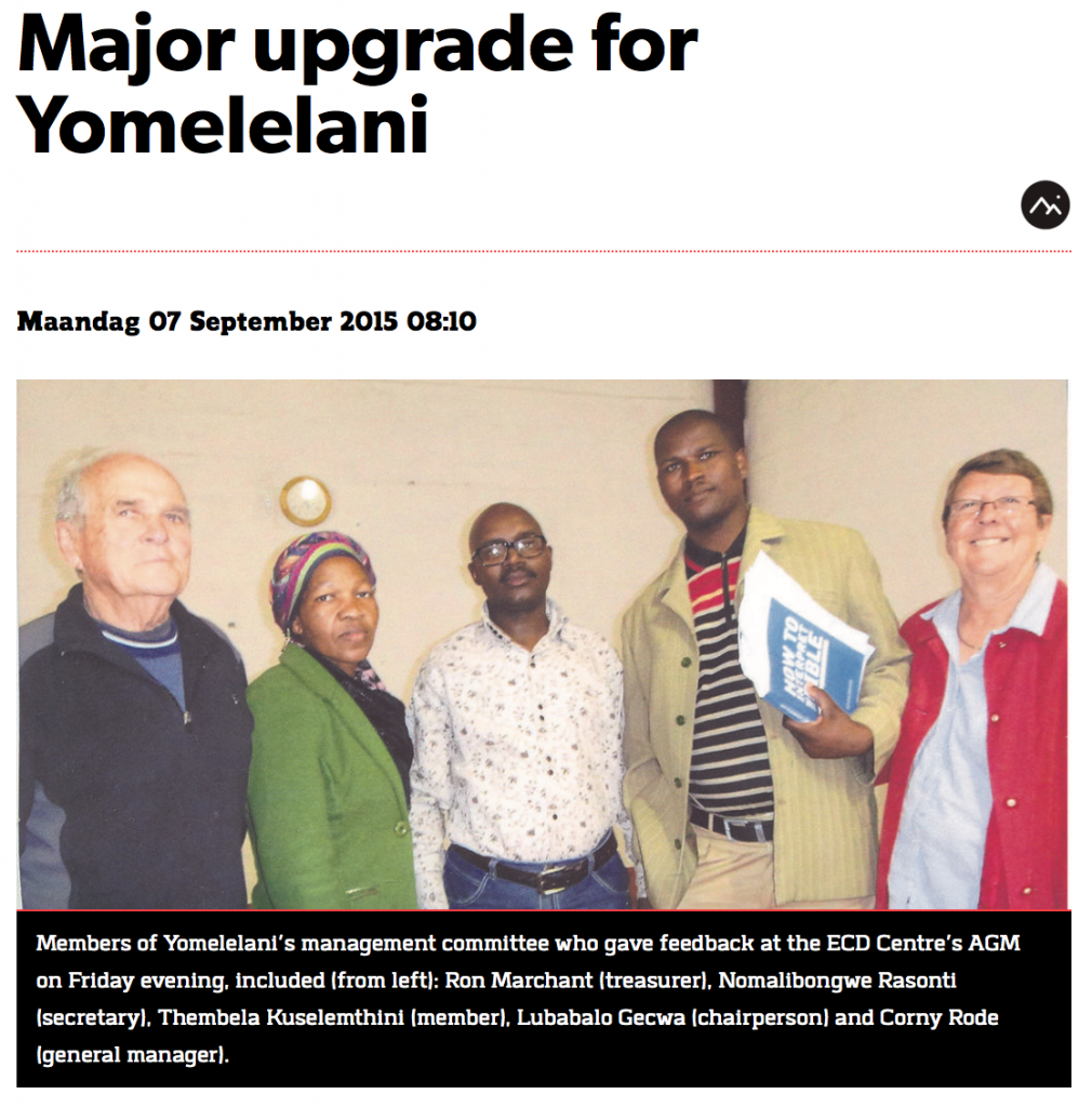 Hermanus Times - Major upgrade for Yomelelani